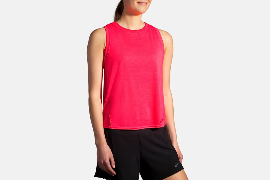 Womens Brooks Distance Tank Tops Fluoro Pink | 946210-TXP